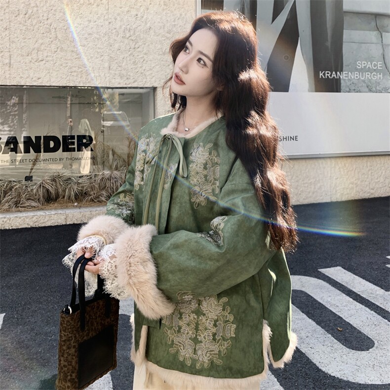【新款】风重工刺绣双面穿环保毛2C115-2372-P235-K348,女装派克服,2C115