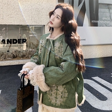 【新款】风重工刺绣双面穿环保毛2C115-2372-P235-K348，女装派克服，2C115