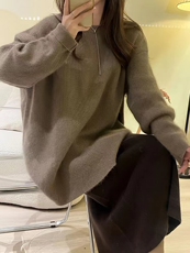 时尚宽松纯毛套装女装羊毛衫舒适百搭显瘦秋冬必备，女装羊毛衫，梵泰羊绒