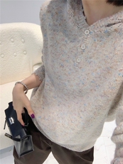 2025年秋季时尚百搭通勤简约休闲彩纱半开扣毛衫，女装羊毛衫，晨旭羊绒