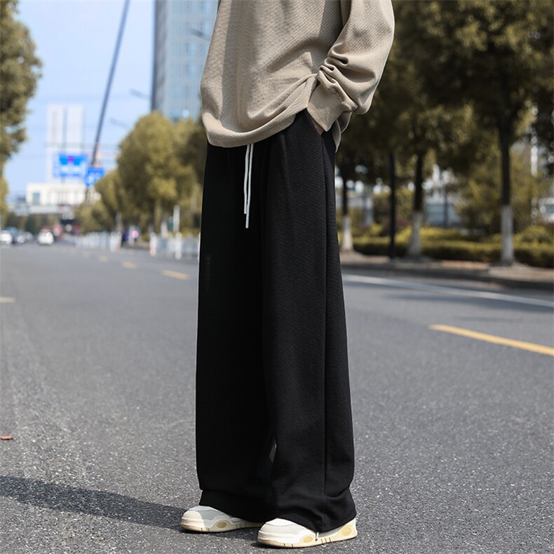 秋款男条纹卫裤直筒宽松休闲系带长裤h9529P40,男装休闲裤,星座1013-1