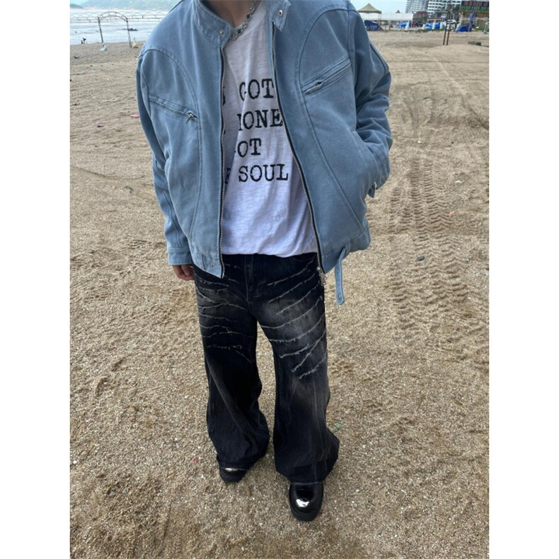 【有货】冰川蓝立领外套男高级感痞帅春秋工装夹克JK7703HH-特P65,男装夹克,星座1007（原301D）