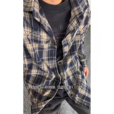 复古长袖格子衬衫男春季新款2025宽松ins休闲翻领外套CS334，男装衬衫，星座1116A（原606A-3）