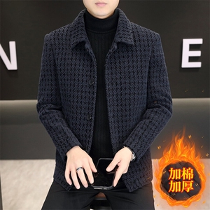 冬季新款男士翻领毛呢大衣加厚商务休闲夹克外套上衣7929P135图片
