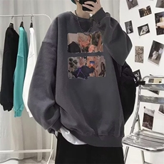 B0072-P242025春夏美式涂鸦潮牌休闲打底衫宽松黑色纯棉长袖，男装T恤，电商B323A