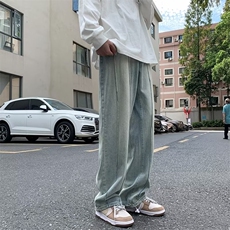 美式vibe裤子高街ins牛仔裤男设计感小众直筒阔腿拖地裤NK460-P43，男装牛仔裤，星座1008