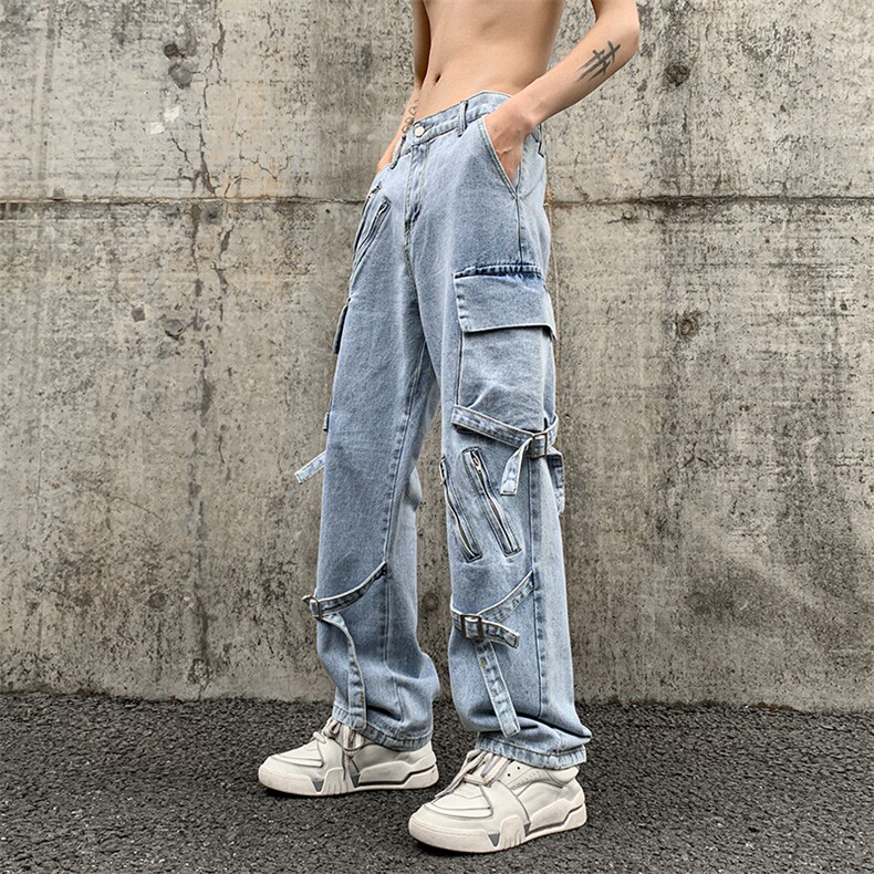 2025春夏新款垂感宽松直筒休闲牛仔裤男A061-W9993-P70控88图片