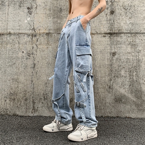 2025春夏新款垂感宽松直筒休闲牛仔裤男A061-W9993-P70控88图片
