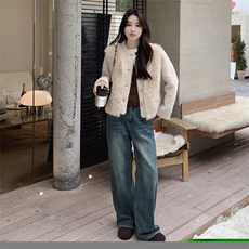 现货2025新款仿皮草外套气质毛绒女外套2C212-G12-P175-K258，女装短外套，2C212