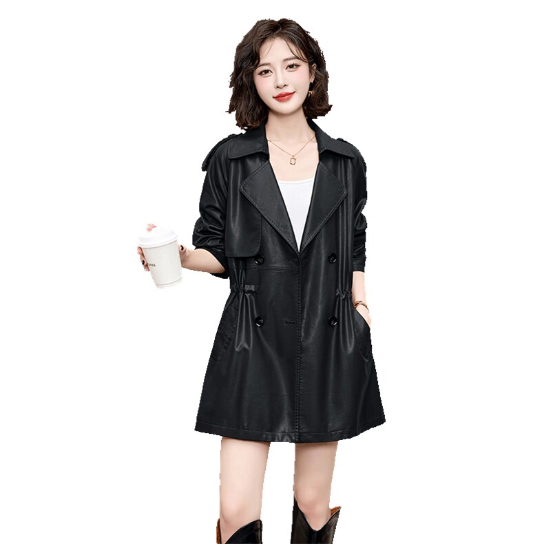 吾爱衣8601款小皮衣外套女中长款休闲宽松收腰机车皮夹克上衣,女装皮衣,吾爱衣