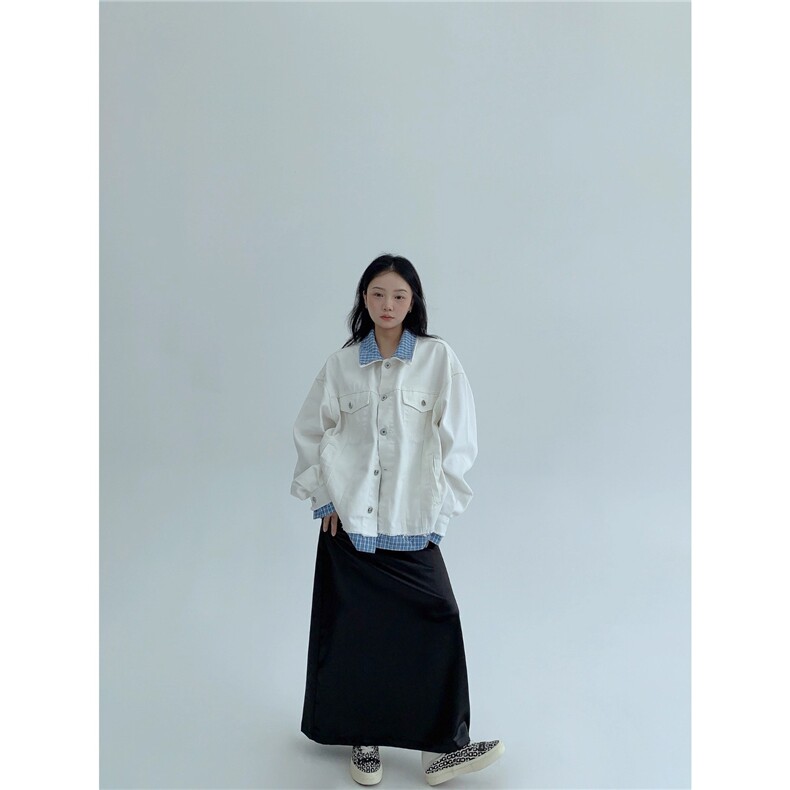 秋季美式休闲假两件拼接牛仔外套女宽松复松弛感做旧夹克潮,男装工装外套,星座813-2
