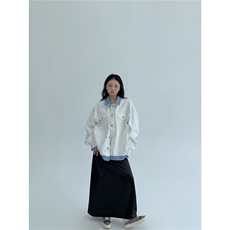 秋季美式休闲假两件拼接牛仔外套女宽松复松弛感做旧夹克潮，男装工装外套，星座813-2