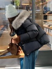 现货可推冬装2025超大狐狸毛90白鸭绒休闲羽绒服外套女，女装羽绒服，时尚风爆