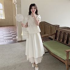 夏装新款甜美气质小香风花边半身裙两件套2C135-6895P145K218，女装套装/套裙，2C135