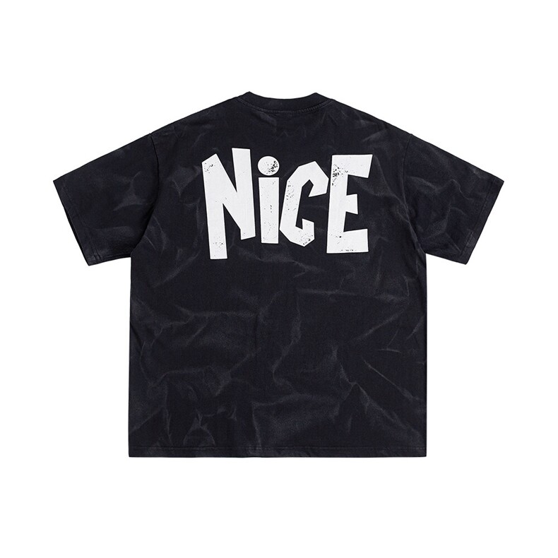 2025新款潮牌短袖宽松韩版字母印花扎染工艺T恤T9024/P5588，男装T恤，星座202-1