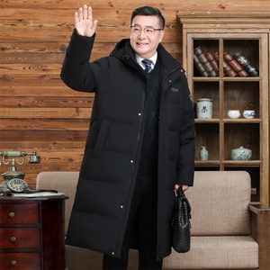 90%白鸭绒爸爸装中老年长款男加厚保暖外套羽绒服H81-p220328图片