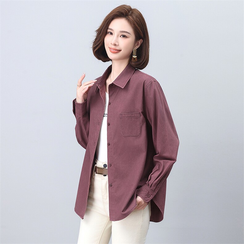 衬衫2024新款女早春休闲时尚洋气大码显瘦气质小个子妈妈纯棉上衣,女装衬衫,希欧阁