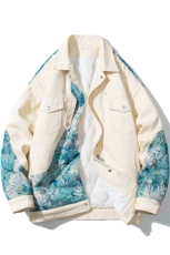 1日系白底刺绣拼接设计大码M-5XL夹克棉服外套男8706P115控158，男装夹克，星座226-2