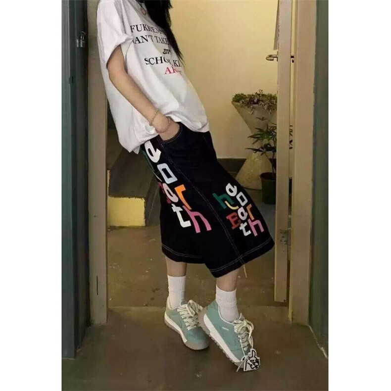 复古黑色牛仔七分裤夏季低腰直筒宽松工装中裤五分裤短裤ND3014,男装牛仔裤,星座1116A（原606A-3）