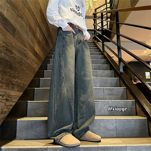 XZ616 春季重磅水洗斜拼袋分割百搭牛仔长裤 TY1025 特P40控78图片