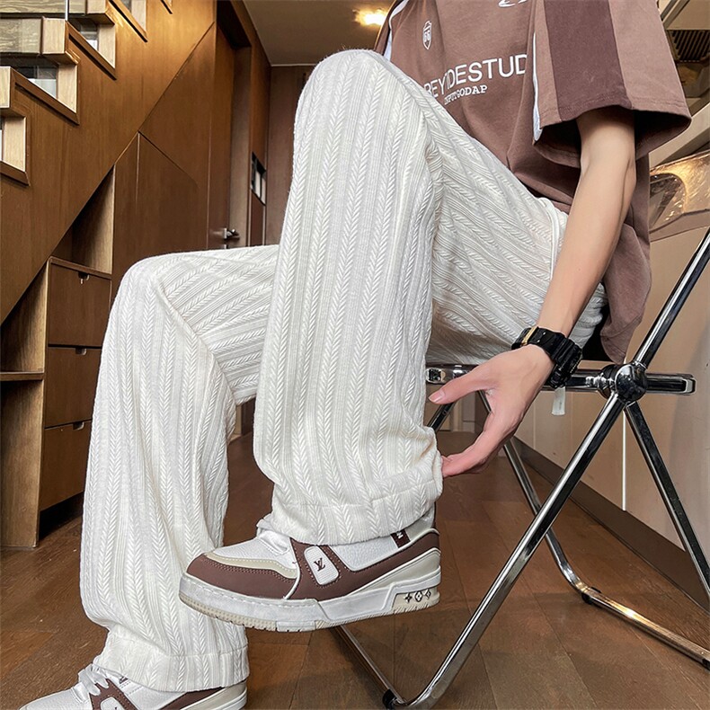 2026新款麦穗纹休闲直筒长裤简约纯色长裤25XK67080特批30，男装休闲裤，电商A042