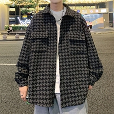 特批P59无差价25春款高级感衬衫夹克千鸟格潮流毛呢外套男J25861，男装夹克，电商A001