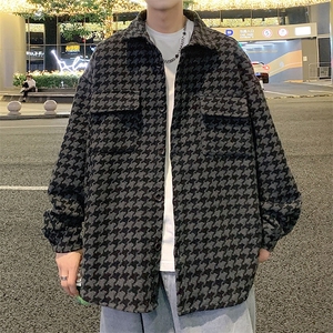特批P59无差价25春款高级感衬衫夹克千鸟格潮流毛呢外套男J25861图片