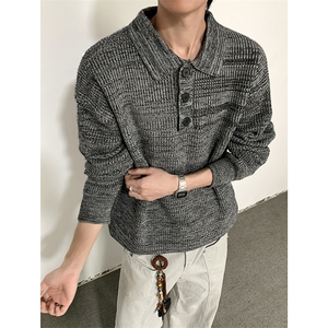 老钱风polo领毛衣男款秋季潮牌cleanfit高级感宽松慵懒套头针织衫图片