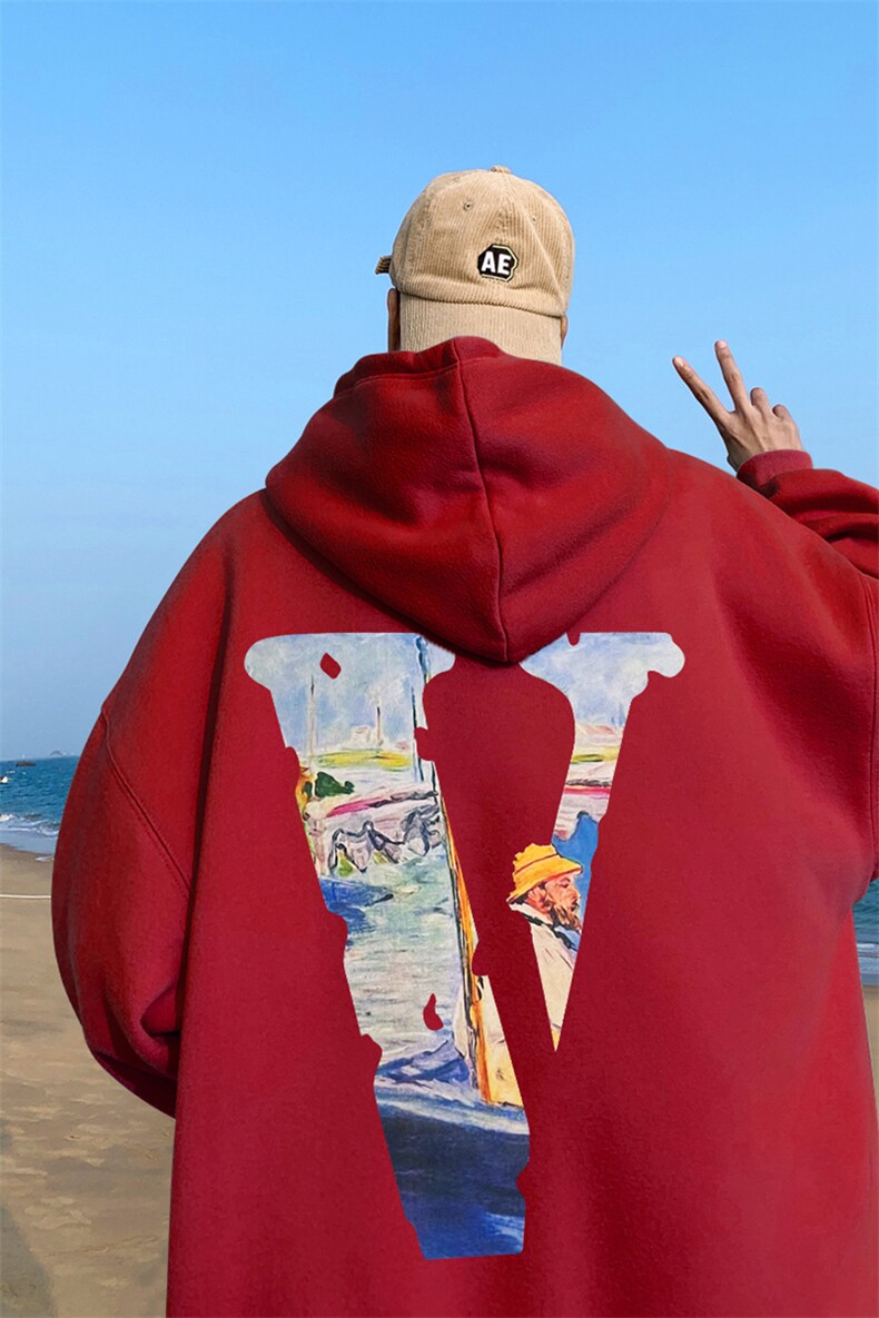 秋季宽松大码港风油画v印花连帽卫衣LW116-特p35（抖音不可售）,男装卫衣,星座508（原C305）