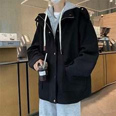 假两件连帽大衣情侣中长款宽松毛呢大衣风衣外套MY310P73，男装毛呢大衣，星座410-2