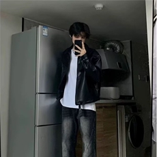 美式小众结构设计高级感炸街机车皮衣夹克男款春秋季宽松垫肩外套，男装皮衣，星座1210-1
