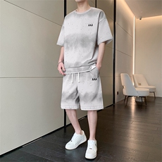 渐变色扎染短袖T恤套装男五分短袖休闲运动套装217-2-TZ08-特P55，男装T恤，星座217-2