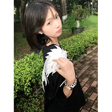 WE1544-P36绣花肩章羽毛满天星立体浮雕短袖T恤男女，男装T恤，电商B323A