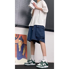 美式复古七分工装牛仔短裤日系cityboy廓形大码oversize，男装牛仔裤，星座310A-4