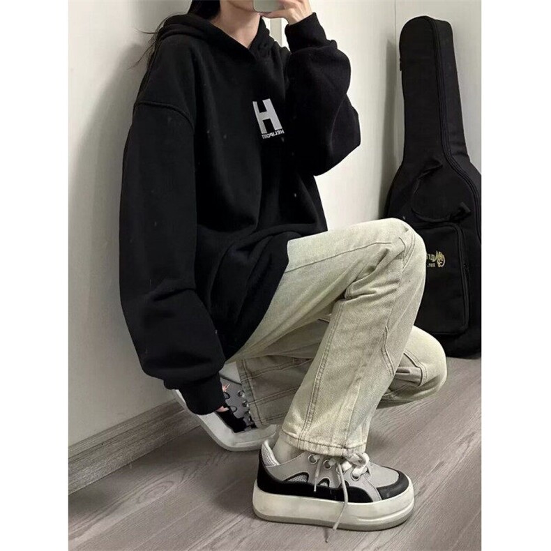 设计感分割水洗黄泥染牛仔裤女春秋美式高街窄版直筒裤N3059,男装牛仔裤,星座1116A（原606A-3）