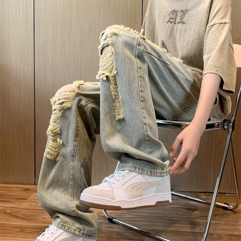 青春流行ins男直筒水洗牛仔裤N767P40,男装牛仔裤,星座1116-2