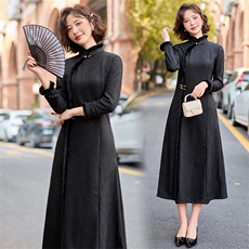 水衣源8109款冬季提花料加绒加厚修身气质旗袍裙(面料有弹力），女装汉服/婚纱/旗袍/礼服，水衣源