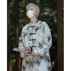 新中式男装风立领花衬衫外套式夏中山汉服民唐装男款C4523，男装衬衫，星座1116A-1（原606A）