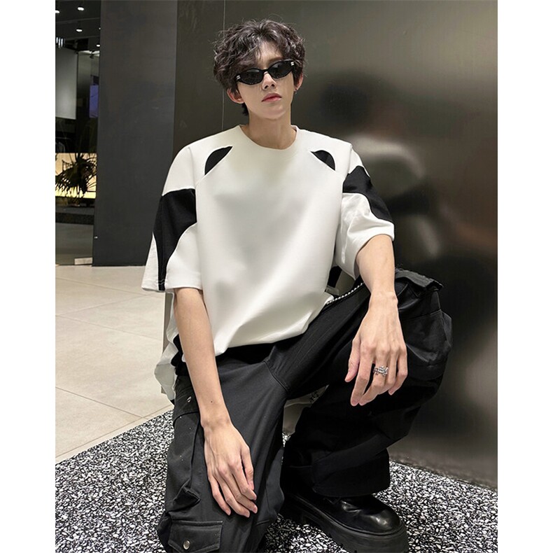 得物抖音品质二开240克纯棉宽松美式高街痞帅潮牌短袖T恤DT50,男装T恤,电商A486-1