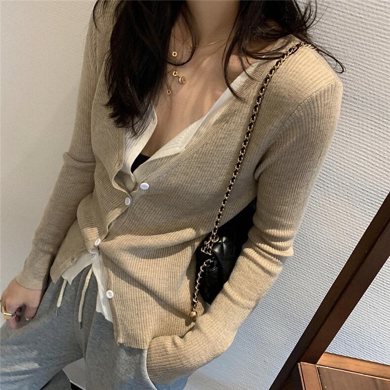 假两件针织开衫，其它，XTZ style