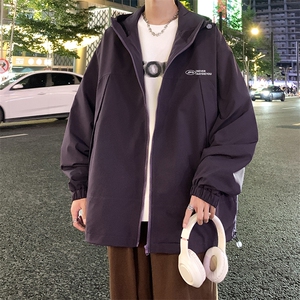 港风夜景时尚连帽冲锋衣夹克 A247-F83806 P75控98图片