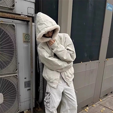 2025秋冬外套男女情侣款重磅仿兔毛连帽座山雕夹克连帽棉服外套，男装夹克，星座506A
