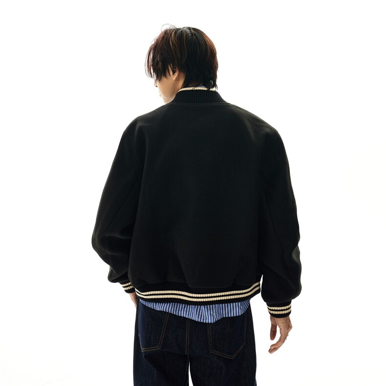 港风秋款男立领夹克衫毛呢撞色宽松休闲外套JK654P60,男装夹克,星座1013-1
