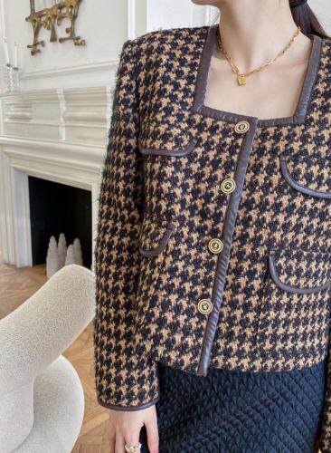 【现货】秀款！千鸟格拼皮外套，其它，欧尼蒂