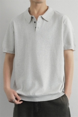 老钱风潮牌花棕色针织衫翻领polo/短袖简约休闲男款，男装Polo衫，星座914