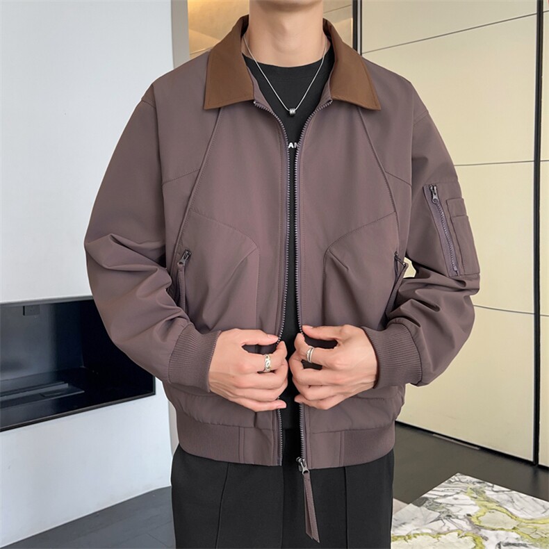 2025新款现货小米格夹克男撞色翻领上衣外套DSA157B-J2557-P75,男装夹克,电商A157B