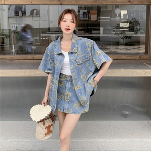 炸街牛仔碎花套装-2C105-1059-P145-K218图片