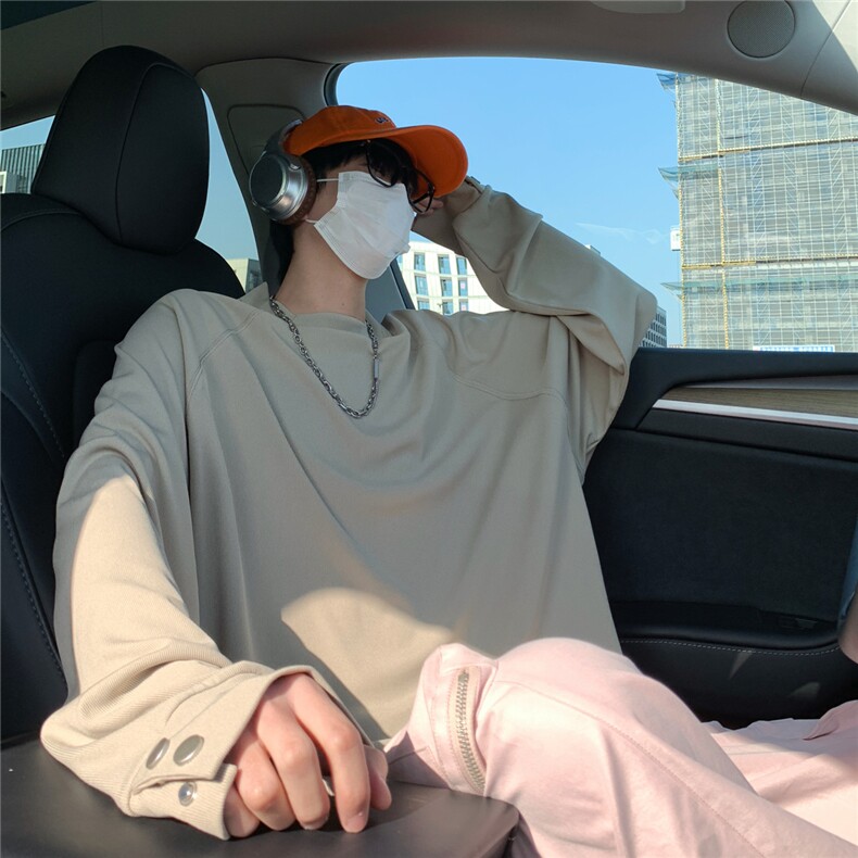2025秋装新款男士体恤衫高级金属扣子时尚休闲卫衣W8803-特P38,男装T恤,电商A006
