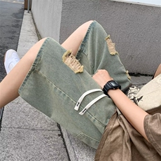高街破洞牛仔短裤男韩版潮流松紧腰2023夏季ins五分裤RK686-P36，男装牛仔裤，星座412-3