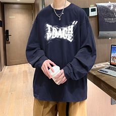 直播品质秋冬重磅潮牌嘻哈美式印花纯棉长袖T恤打底衫CT389特P28，男装T恤，电商A486